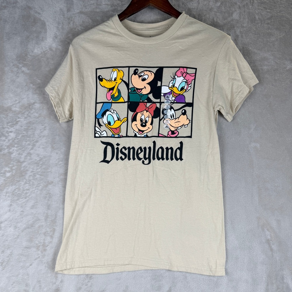 Disney Parks Disneyland Mickey Minnie Friends Graphic T-Shirt Beige XS New